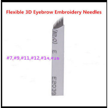 Agujas de microblading 3D, Microblade 14 pins Blade Needle3D Bordado de cejas / Agujas de microblade